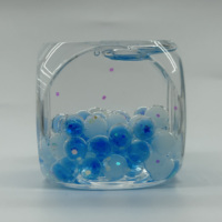 Ornement en acrylique en forme de glaçon, décoration liquide colorée avec paillettes et flottants mignons, cadeau promotionnel personnalisé