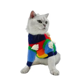 패션 브랜드 레인보우 귀여운 곰 새 스웨터 작은 개 고양이 스웨터 니트