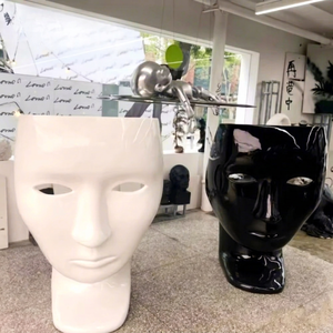 Fiberglass Modern Leisure <b>Chair</b> Face Mask Sculpture Outdoor Hospital Park Hotel School Mall Waiting Stool - Product Image 1