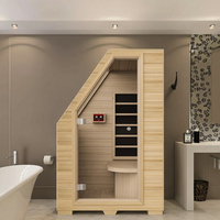 Sauna Inframerah Mini Modern untuk Satu Orang, Sauna Kering untuk Kesehatan di Rumah dengan Pemanas Listrik, Pasokan Pabrik Kayu Hemlock untuk Penggunaan di Kamar Tidur