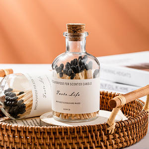 โรงงานเทียนไม้ความปลอดภัยยาวแก้วตรงกับขวดไม้<span class=keywords><strong>ไม้ขีดไฟ</strong></span>สีดำในขวด - Product Image 3