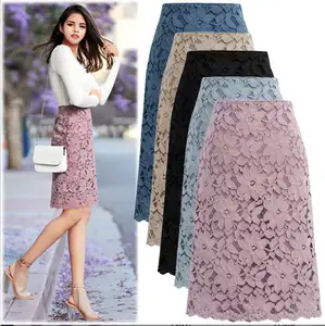 2023 new half skirt female summer new large size thin water soluble lace skirt is very fairy temperament in the long hip skirt