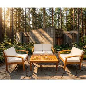 Outdoor Contemporary Acacia Wood Eco-friendly Leisure One Seat Indoor/Outdoor <b>Garden</b> Sofa Set Made Vietnam Thinh Phu IRIS for - Product Image 1