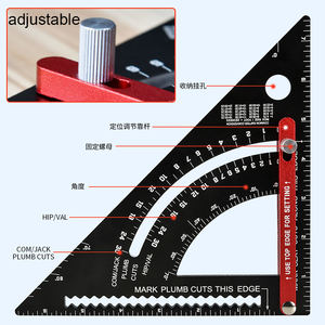 Regla Triangular de aleación de aluminio ajustable de 7 pulgadas, transportador de ángulo, profundidad, herramienta de medición de centro cilíndrico Circular, regla de marcado - Product Image 5