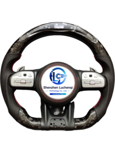Volant <span class=keywords><strong>sport</strong></span> en carbone véritable avec fonction chauffante en option, compatible avec Mercedes C E G CLA AMG, restylage intérieur - Product Image 3