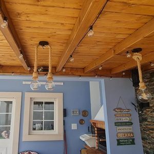 Portalámparas E27 Vintage Edison Rústico Colgante con Cuerda <span class=keywords><strong>de</strong></span> Cáñamo <span class=keywords><strong>de</strong></span> 2m y Base <span class=keywords><strong>de</strong></span> Rosca <span class=keywords><strong>de</strong></span> Seguridad para Uso en Interiores - Product Image 6