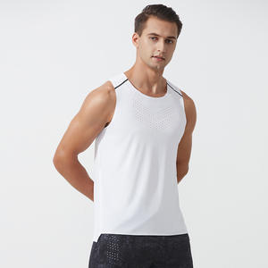 Singlet Lari Pria Tanpa Lengan Model Racer Back, Jahitan Laser Ultra Ringan, Bernapas, Cepat Kering, Cocok untuk <span class=keywords><strong>Marathon</strong></span> - Product Image 4