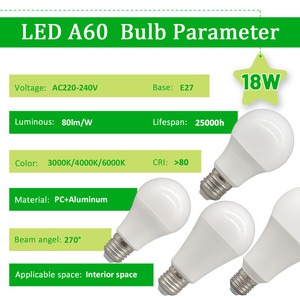 Lámpara LED de Alta Potencia A60 18W, Casquillo <span class=keywords><strong>E27</strong></span>, 3000K 4000K <span class=keywords><strong>6000K</strong></span> Seleccionables, 220-240V, IP20, Larga Vida Útil, Bombilla LED para Iluminación Interior del Hogar - Product Image 3
