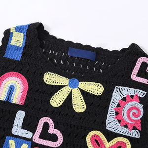 مصنع مخصص جودة عالية اللون الأسود سترة قصيرة للفتاة الصيف مادة الاكريليك - Product Image 4