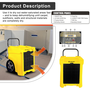 AIRGURU 88 pintes 50L déshumidificateur commercial empilable avec pompe de dégivrage pour la restauration des dommages causés par les moisissures dans l'eau des sous-sols de la <span class=keywords><strong>maison</strong></span> - Product Image 5