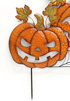 Piquets de jardin citrouilles d'Halloween en métal