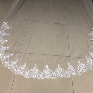 Velo da Sposa 3M a Strato Singolo con Bordo in Pizzo Bianco Avorio, Velo da Cattedrale Lungo, Accessori da Sposa Economici, <span class=keywords><strong>Veu</strong></span> De Noiva - Product Image 3