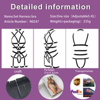 Harnais de corps intégral noir pour femme, lingerie ajustable avec anneaux en O argentés, ceinture élastique de bondage pour soirée rave