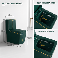 ZOGII CE Cuvette de toilettes allongée moderne verte en céramique monobloc à siphon en S à double chasse à poser au sol pour villa et hôtel Garantie 5 ans