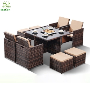Waterproof Restaurant 9 Piece <strong>Rattan</strong> Tables and Chairs <strong>Cube</strong> Sets Patio Leisure Furniture Garden Outdoor <strong>Rattan</strong> Woven Dining Sets - Product Image 4