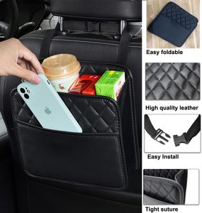 Organisateur de siège de voiture pliable de luxe en cuir PU imperméable (lot de 2) avec design à suspendre au dossier - Product Image 2