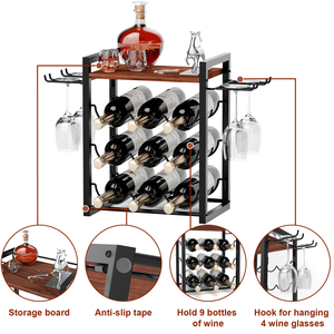 Custom Modern Home Corner Kitchen Cabinet Luxury Countertop Wooden Metal Bar Stackable Wine Glass <b>Bottle</b> <b>Storage</b> <b>Rack</b> Holder - Product Image 3