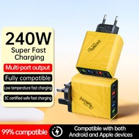 Chargeur mural rapide GaN 240W |   Chargeur rapide Type-C PD3.0 OTP Quick Charge 3.0 le plus rapide au monde pour ordinateur portable, écouteurs, appareil photo, téléphone