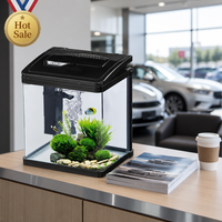 Aquarium de bureau rectangulaire en verre, mini aquarium pour poissons avec filtre intégré, lumière LED, pompe silencieuse, réservoir transparent 5L, maison, bureau