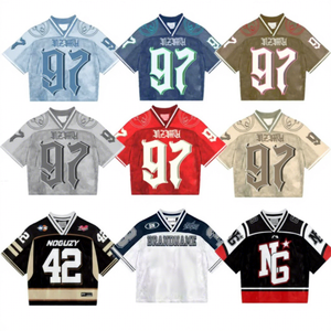 Camiseta de Fútbol OEM Estilo Streetwear para Hombre, Vintage, Oversize, con Estampado Animal, de Poliéster/Algodón, Tejido de Malla, Cuello Redondo, Manga Corta, 220g - Product Image 1