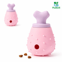 Jouet Distributeur de Friandises pour Chats et Chiens en Silicone Texturé en Forme de Os, pour une Alimentation Lente (Jambes de Poulet)