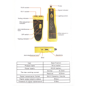 Hiệu suất cao RJ45/RJ11 viễn thông các bộ phận mạng cáp thử nghiệm và điện thoại Ethernet mạng cáp Tracer - Product Image 5