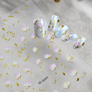 Suministros para <span class=keywords><strong>Uñas</strong></span>, Adhesivos Metálicos de Alta Calidad con Flores Rosas y Azules, Adhesivos 3D/5D para <span class=keywords><strong>Uñas</strong></span>, Decoración de Manicura - Product Image 4