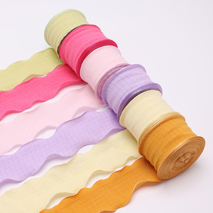 Cinta de Gasa con Volantes de 4 cm, Cinta de Lino con Borde Ondulado para Ramos del Día de la Madre y Decoración de Pasteles - Product Image 2