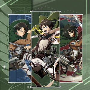 Póster de Tela Colgante de 75*25cm con 3000 Diseños de Anime Japonés Ataque a los Titanes, Póster Enrollable de Pared con Eren Yeager y Levi - Product Image 1