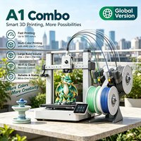Printer 3D A1 Combo Automatic Dual Extruder Baru Tidak Terkunci Versi Global EU UK Multi Warna Prototyping AMS Lite Pengiriman Cepat