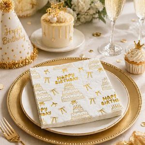 Serviettes en <span class=keywords><strong>papier</strong></span> à thème <span class=keywords><strong>Joyeux</strong></span> <span class=keywords><strong>Anniversaire</strong></span> estampées or pour usage hôtelier, serviettes en <span class=keywords><strong>papier</strong></span> professionnelles pour la restauration, <span class=keywords><strong>papier</strong></span> décoratif pour les rassemblements - Product Image 1