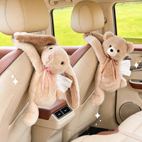 Porte-boîte à mouchoirs de voiture en peluche lapin à longues oreilles, jouet en peluche à suspendre, distributeur de papier, étui à serviettes pour dossier de siège, accessoires automobiles