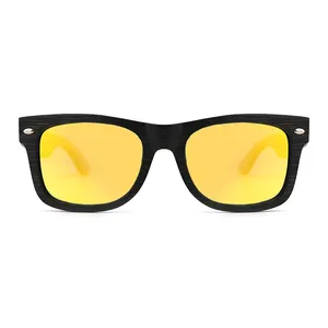 Gafas de sol polarizadas de bambú carbonizado para hombre y mujer, lentes de diseñador de moda, color amarillo, 2022