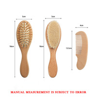 Vente en gros 3 pièces brosse à cheveux et peigne pour bébé personnalisé peigne en bois naturel brosse à cheveux pour bébé en laine douce pour nouveau-nés