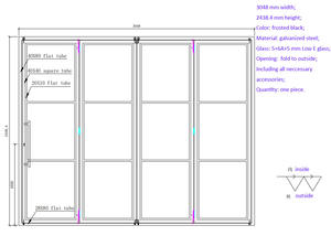 Cadre en acier Galvanisé En Acier Porte En Verre Portes Pliantes - Product Image 5