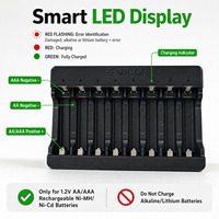 BEVIGOR Chargeur de Batteries AA Rechargeables Intelligent Portable 5V 3A pour Batteries Ni-MH AA AAA, Boîtier de Chargeur de Batteries AA Rechargeables