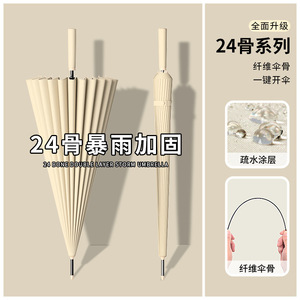 <b>Large</b> Automatic Umbrella 25 Rib Fiber <b>Frame</b> Anti Wind Storm Rain Sun Protection Travel Use - Product Image 5