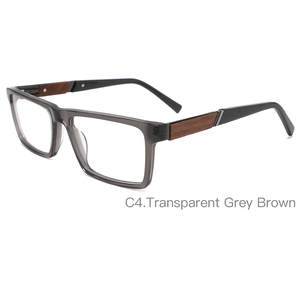 Lunettes <span class=keywords><strong>de</strong></span> <span class=keywords><strong>vue</strong></span> rectangulaires pour hommes, montures <span class=keywords><strong>en</strong></span> acétate tendance, verres polis avec branches <span class=keywords><strong>en</strong></span> <span class=keywords><strong>bois</strong></span>, charnière à ressort réparable - Product Image 5