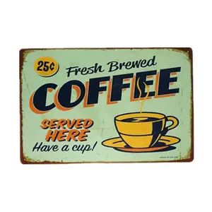 주문을 받아서 만들어진 로고 복고풍 금속 주석 표시 빈티지 카페 커피 바 주방 벽 장식 포스터