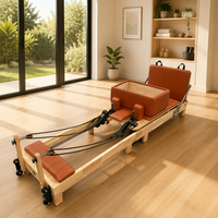 Machine de Pilates Reformer Durable, Réglable, en Chêne, Pliable, Portable, pour la Maison, Yoga, Fitness, Entraînement