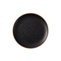 Assiette de table ronde noire en mélamine de 9 pouces, motif uni Japandi, non toxique, écologique, pour restaurant, compatible lave-vaisselle