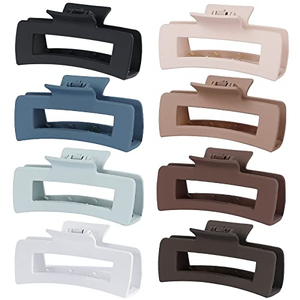 กิ๊บหนีบผมทรงสี่เหลี่ยมขนาด 10.5 ซม. แบบด้าน สีเมทัลลิก วัสดุพลาสติก แข็งแรง ไม่ลื่น สไตล์ยุโรป สำหรับผู้หญิง ผมหนา เหมาะสำหรับงานปาร์ตี้ - Product Image 1