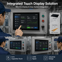 Pantalla Táctil LCD TFT Industrial IPS de 10.1 Pulgadas con Retroiluminación LED, Resolución 1024x600, Interfaz USB LVDS, Táctil Capacitiva para HMI