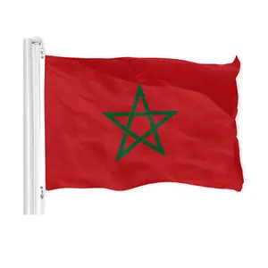 Fabriek Prijs 3x5Ft 90X150Cm Custom Digital Printing 100% Polyester Duurzaam Marokkaanse Marokko Nationale Land Vlag