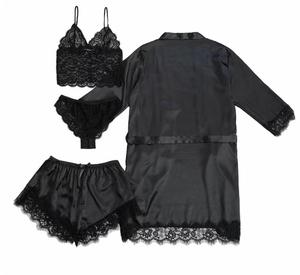 新款女式睡裙真丝性感睡衣四件套女士睡衣套装 - Product Image 6