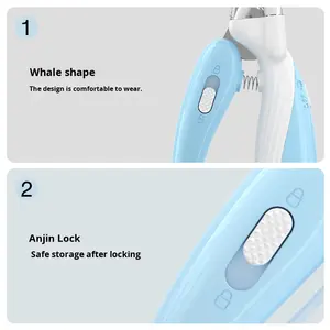 Cortauñas y Lima Eléctrica para Mascotas Aiwo Personalizada de Acero Inoxidable con LED para Perros y Gatos, Cuchilla de Media Luna - Product Image 4