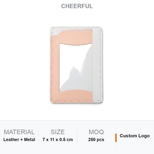 Porte-cartes en cuir abricot, étui pour cartes de visite, support de téléphone, logo personnalisé, cadeau d'entreprise, vente en gros - Product Image 6