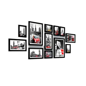 4x6 5x7 8x10 Bilderrahmen 10er-Set, schwarzer Bilderrahmen und hölzerne Tischplatte Galerie Wand Foto rahmen für die Inneneinrichtung
