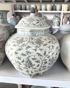 Tarro de jengibre octogonal de ciervo rojo vidriado de estilo antiguo chino tarro de cerámica estampado de ciervo pintado a mano con tapa Lotus Otif - Product Image 4