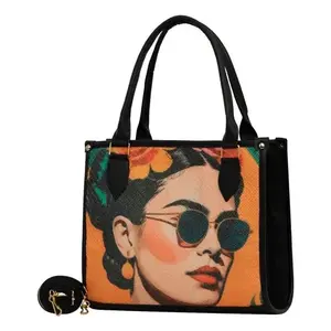 Bolso Tote de Yute para Mujer Fana Flora, Bolso de Moda Ecológico con Forro de Lona para Uso Diario, con Bolsillo Interno con Cremallera - Product Image 4